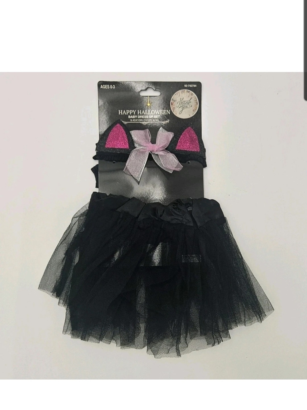 Happy Halloween Black Cat Baby Girl Dress Up Set Size 0-3M